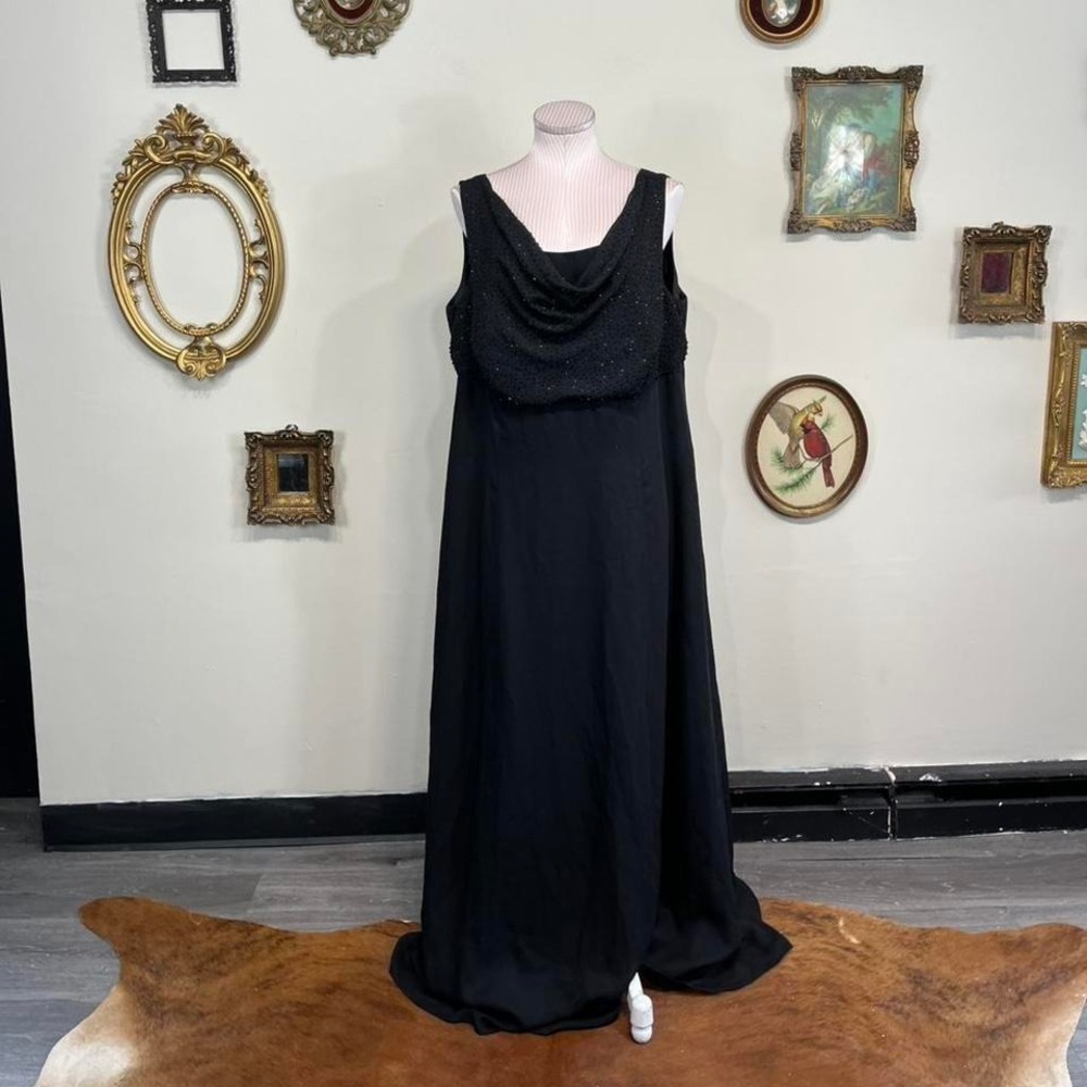 DUSK Black Draped Evening‎ Gown – Size 20 | Elegant Formal Maxi Dress